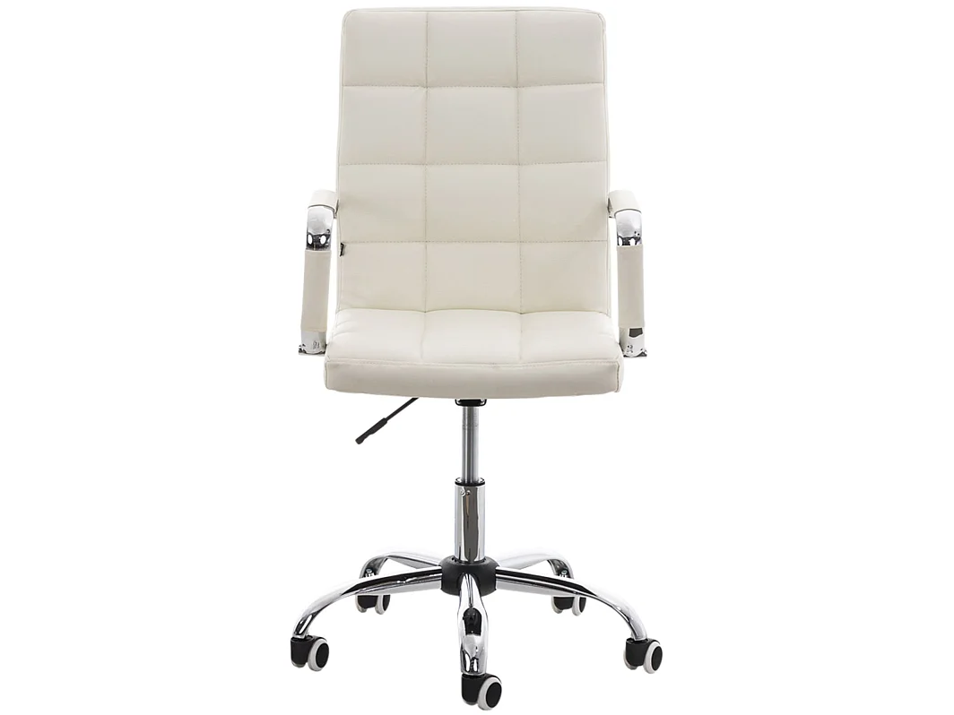 Chaise de bureau - Similicuir & Acier inoxydable - Blanc - Deli V2