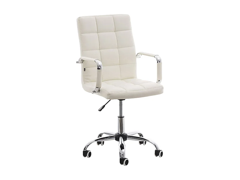 Chaise de bureau - Similicuir & Métal chromé - Blanc - Deli V2