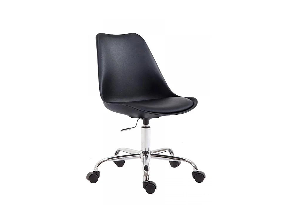 Chaise de bureau - Plastique & Métal chromé - Noir - Toulouse