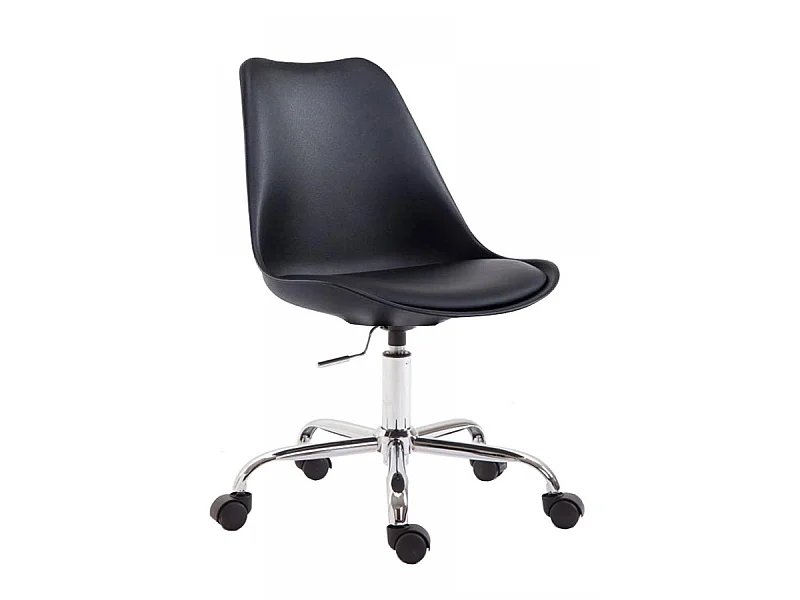 Chaise de bureau - Plastique & Métal chromé - Noir - Toulouse