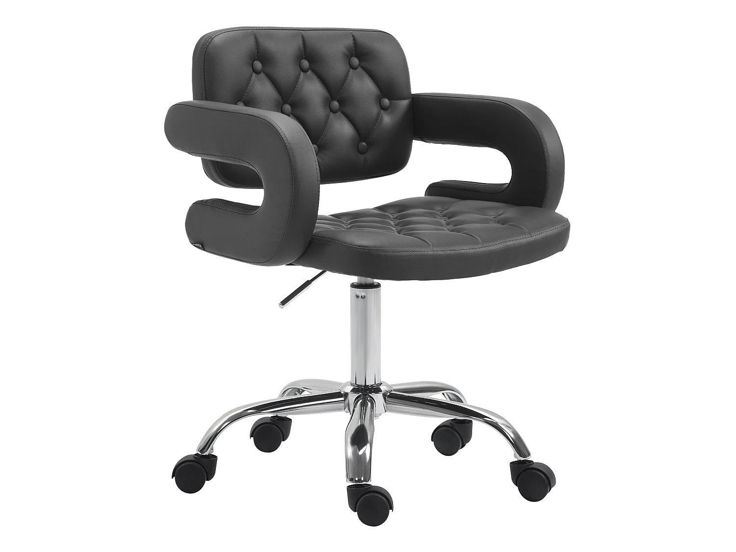 Chaise de bureau - Similicuir & Métal chromé - Noir - Dublin