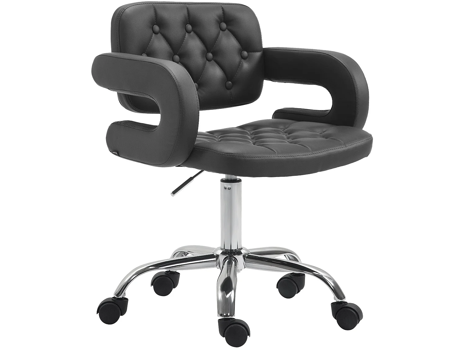 Chaise de bureau - Similicuir & Métal chromé - Noir - Dublin