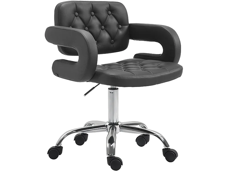 Bureaustoel - Kunstleer & Metaal in chroomoptiek - zwart - Dublin