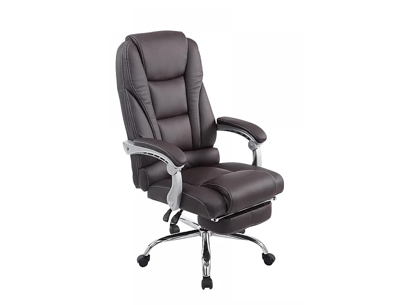 Chaise de bureau - Similicuir & Métal chromé - Marron - Pacific