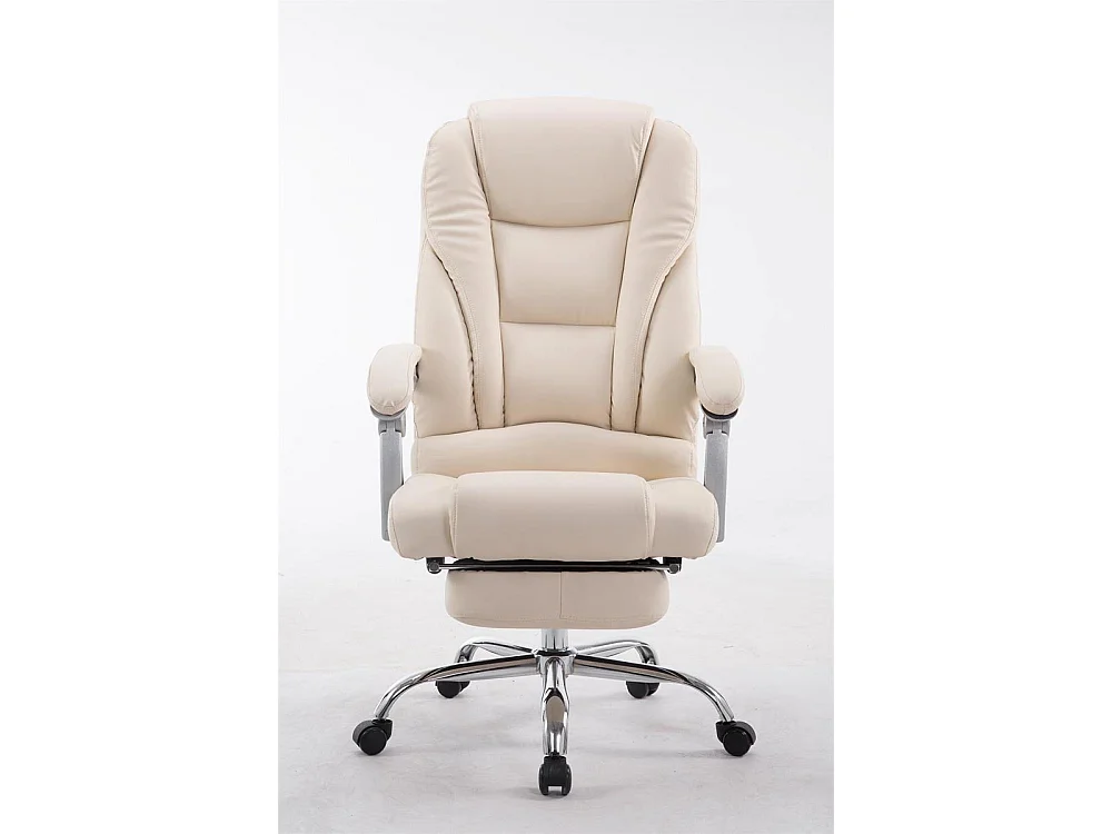 Chaise de bureau - Similicuir & Métal chromé - Crème - Pacific