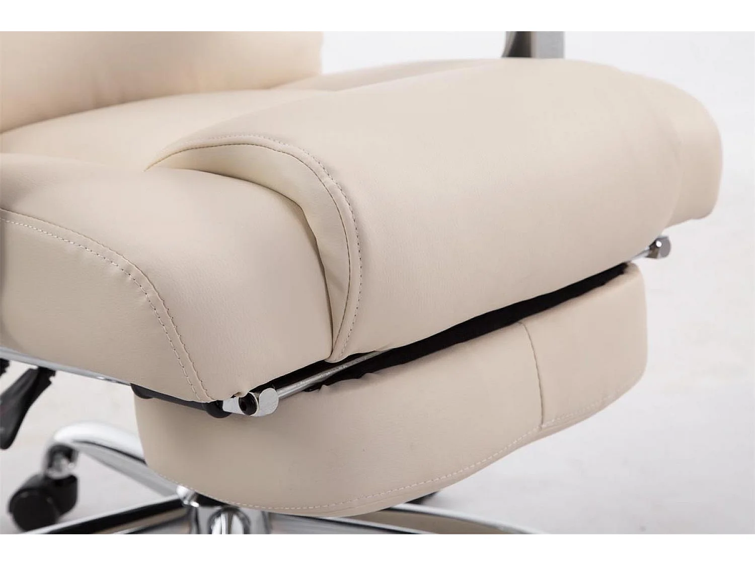 Chaise de bureau - Similicuir & Métal chromé - Crème - Pacific