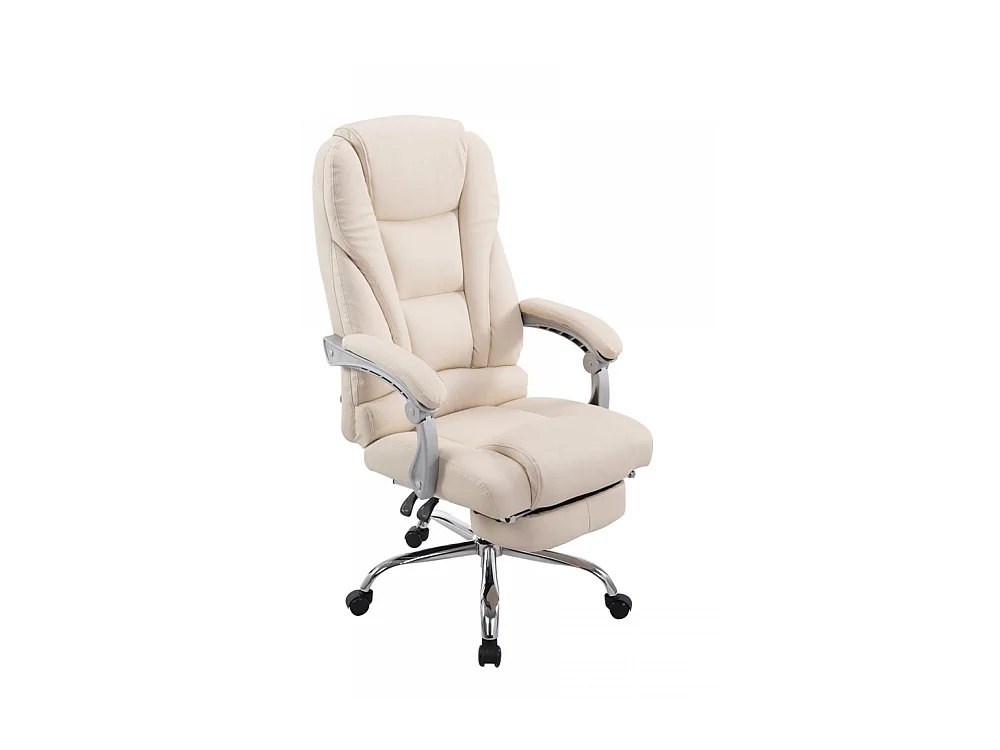 Chaise de bureau - Similicuir & Métal chromé - Crème - Pacific