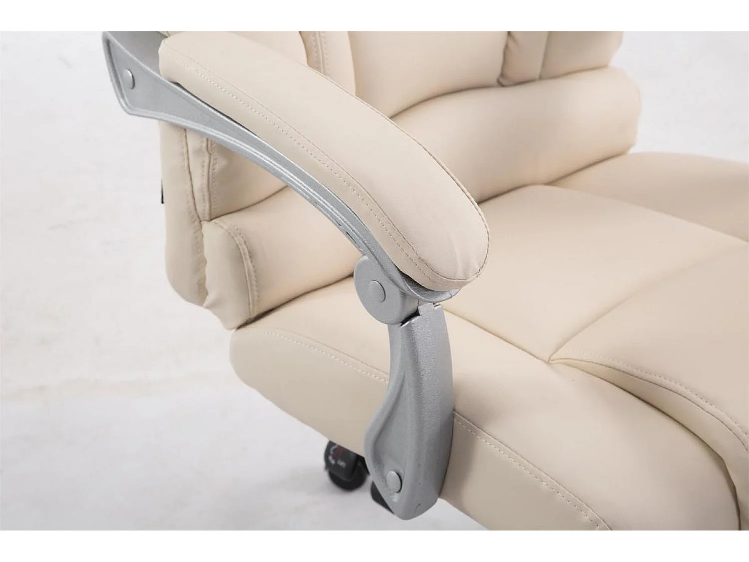 Chaise de bureau - Similicuir & Métal chromé - Crème - Pacific