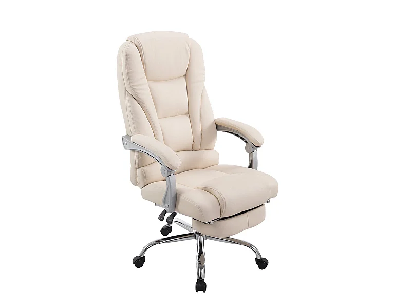 Chaise de bureau - Similicuir & Chrome - Crème - Pacific