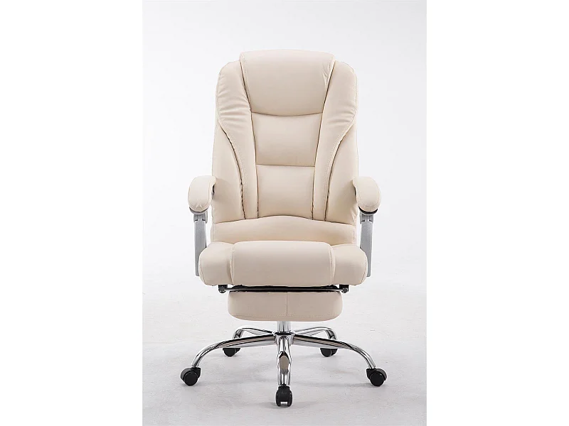 Chaise de bureau - Similicuir & Chrome - Crème - Pacific