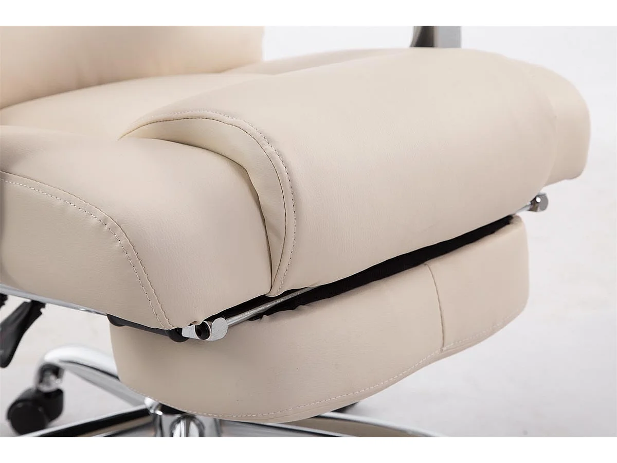 Chaise de bureau - Similicuir & Chrome - Crème - Pacific