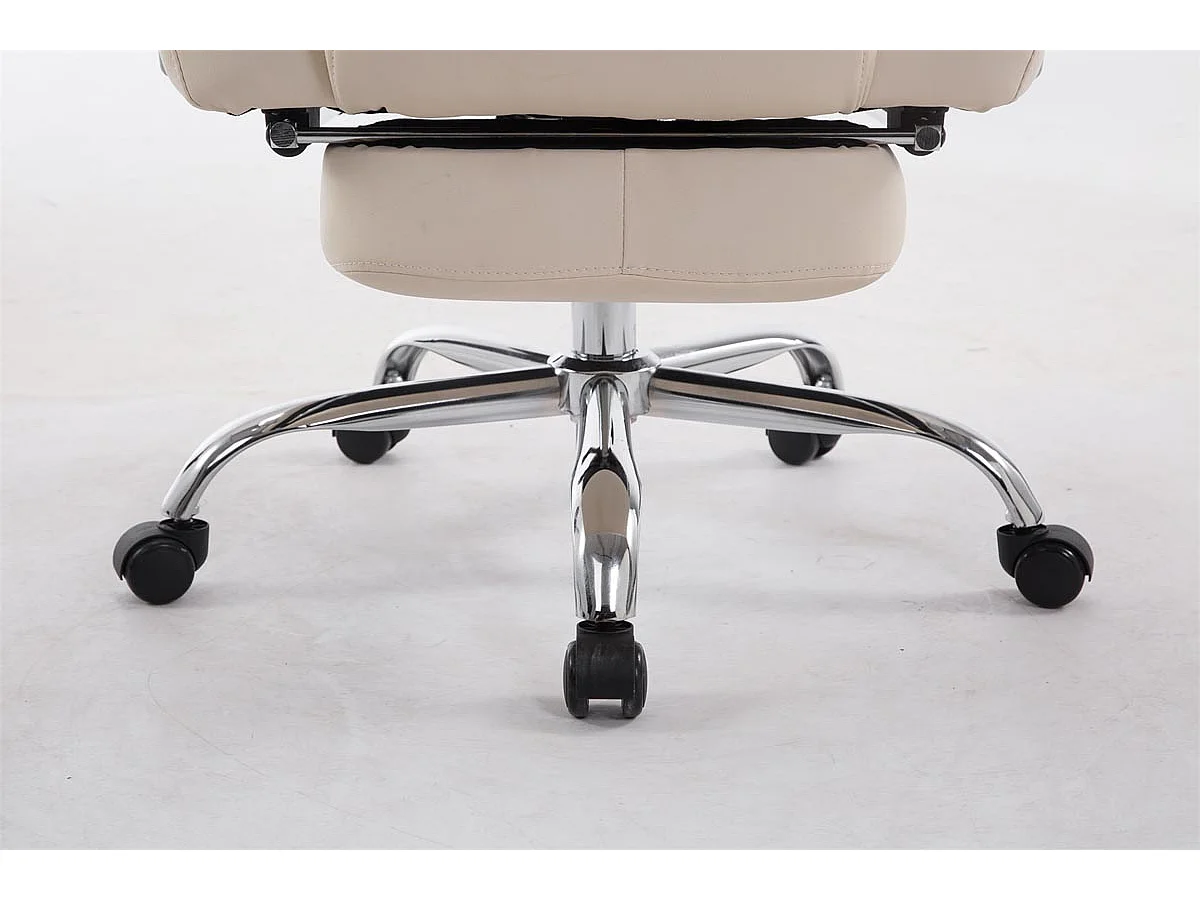 Chaise de bureau - Similicuir & Chrome - Crème - Pacific