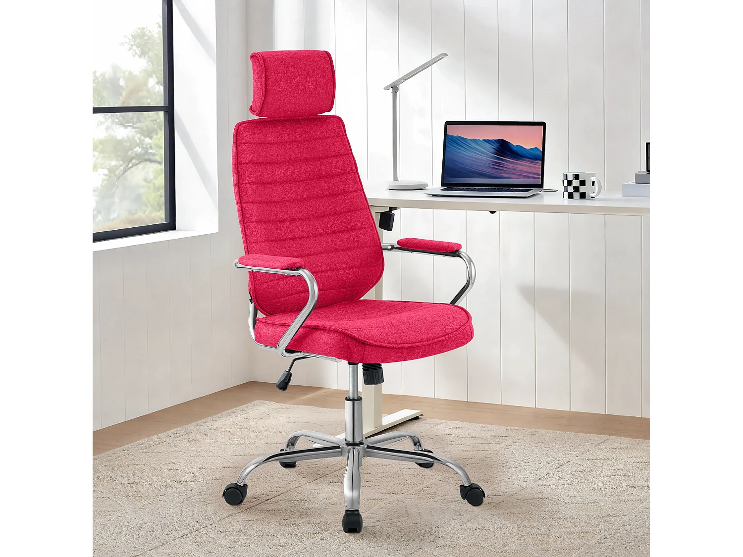 Chaise de bureau - Tissu - Rouge - Rako