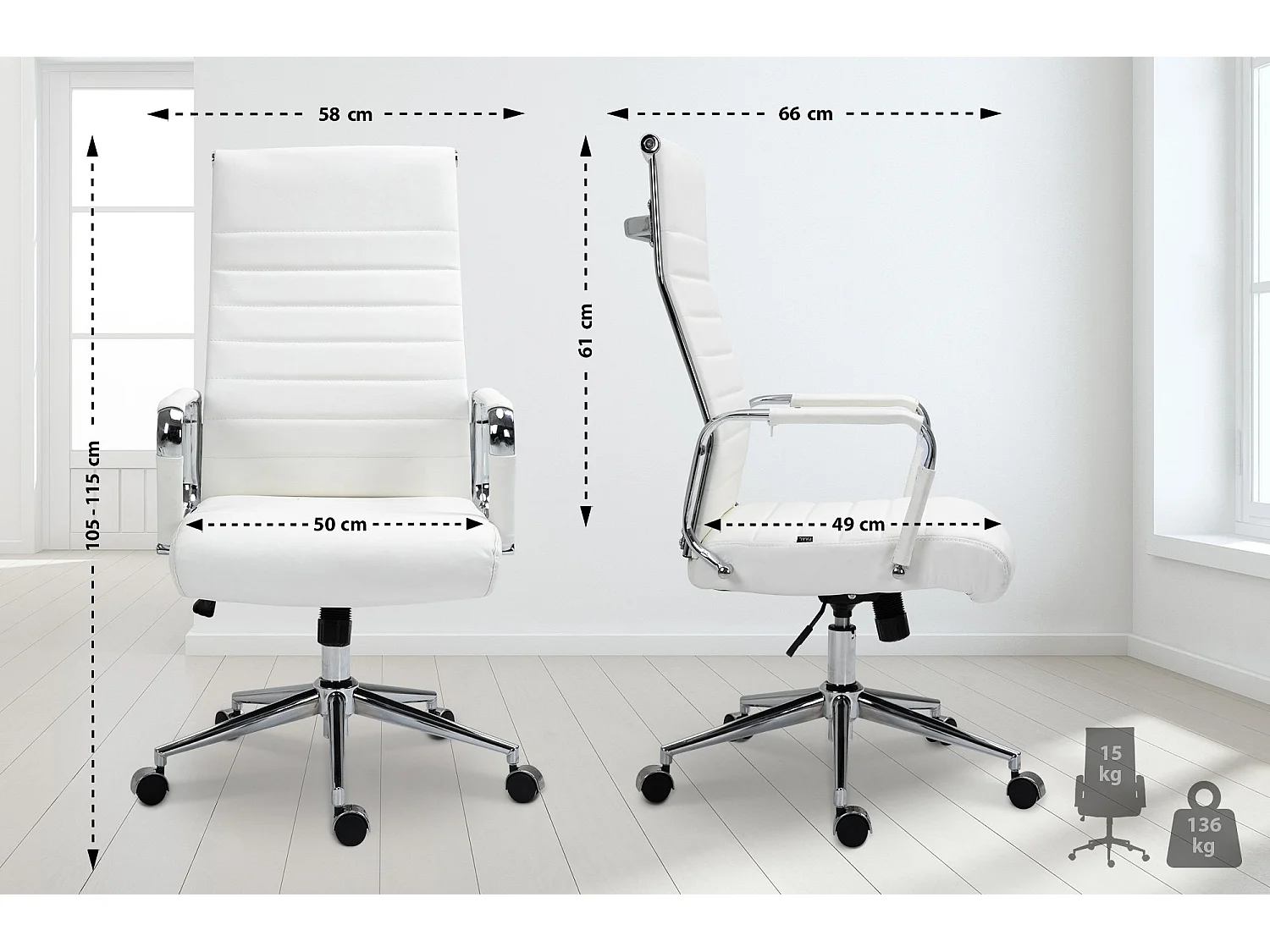 Fauteuil de bureau Kolumbus - Blanc105.00
