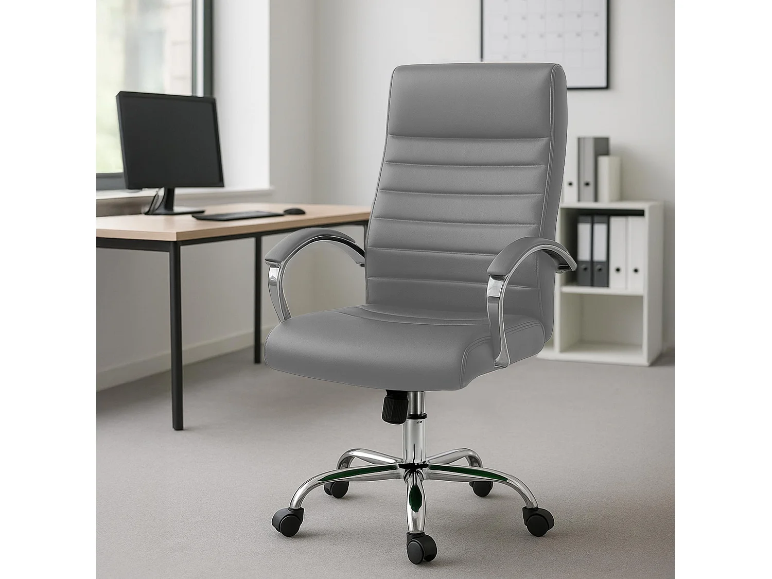 Chaise de bureau - Similicuir & Nature - Gris - Valais
