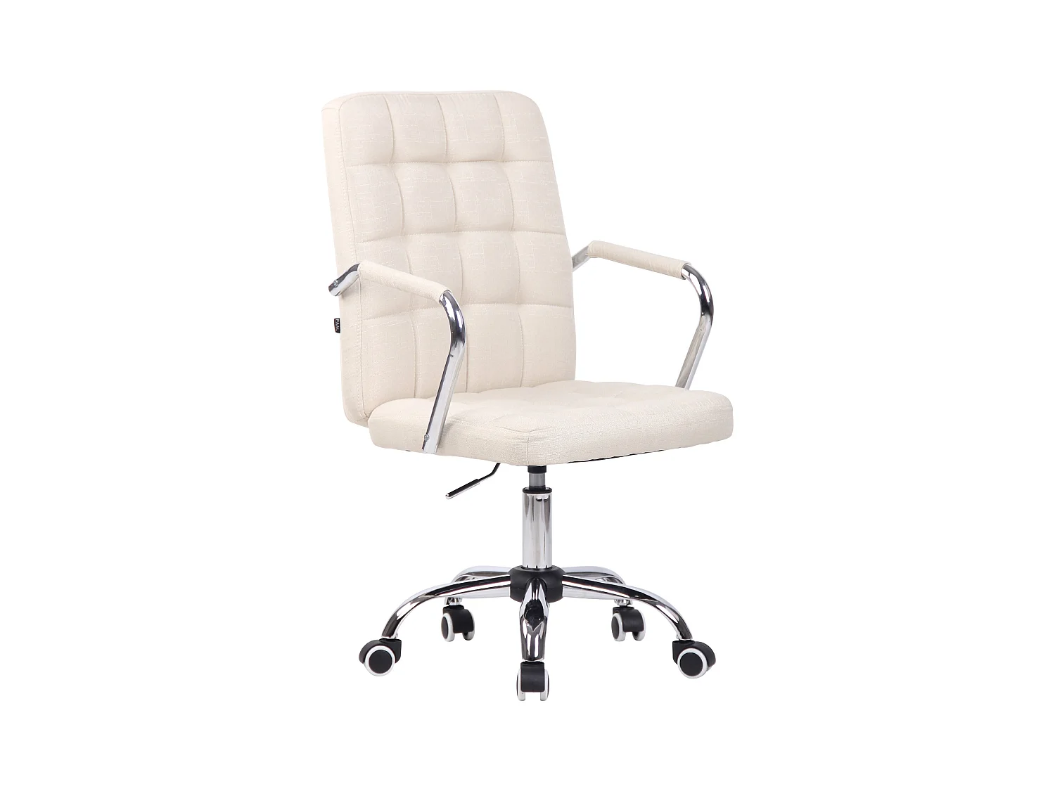 Chaise de bureau - Tissu & Métal chromé - Crème - Terni