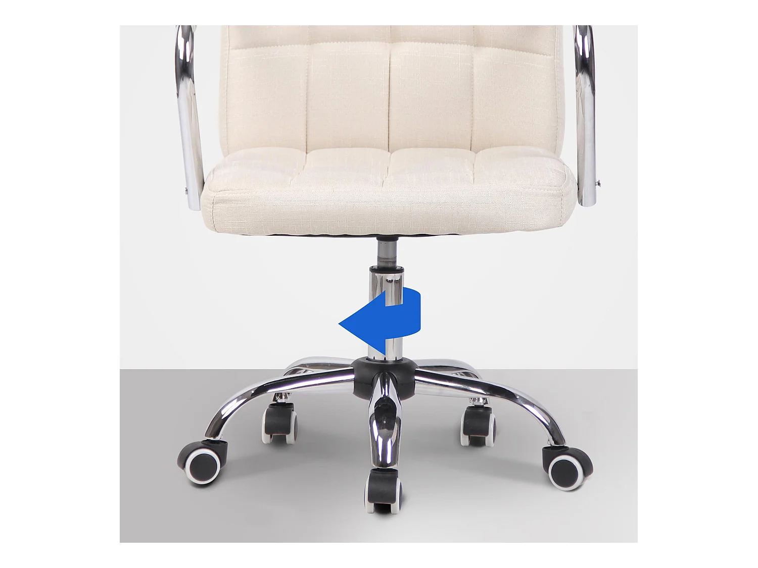 Chaise de bureau - Tissu & Métal chromé - Crème - Terni