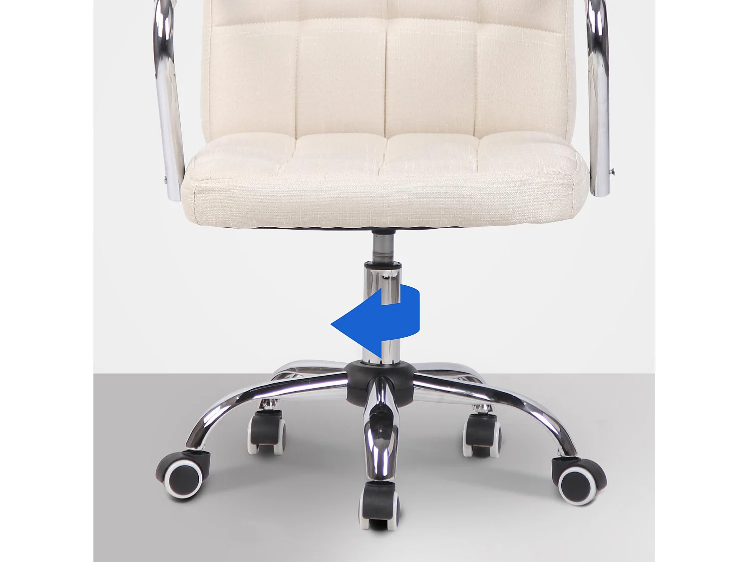 Chaise de bureau - Tissu & Métal chromé - Crème - Terni