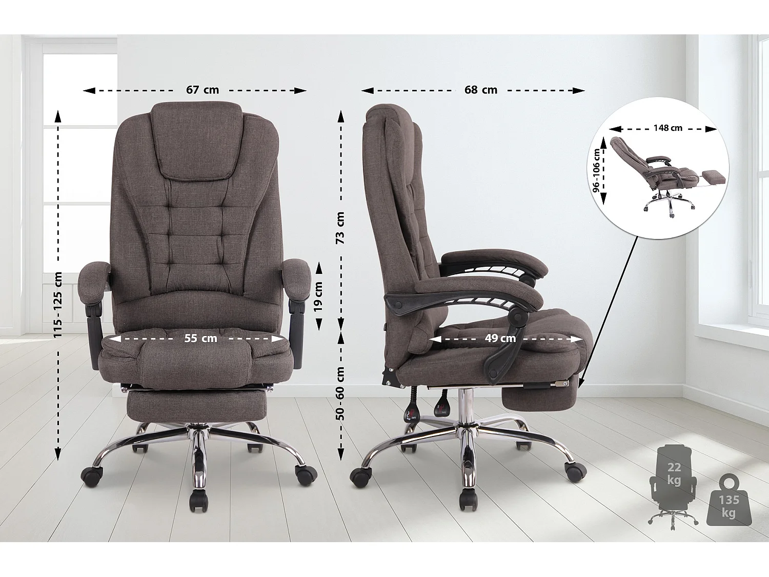 Bürosessel - Stoff - dunkelgrau - Oxygen