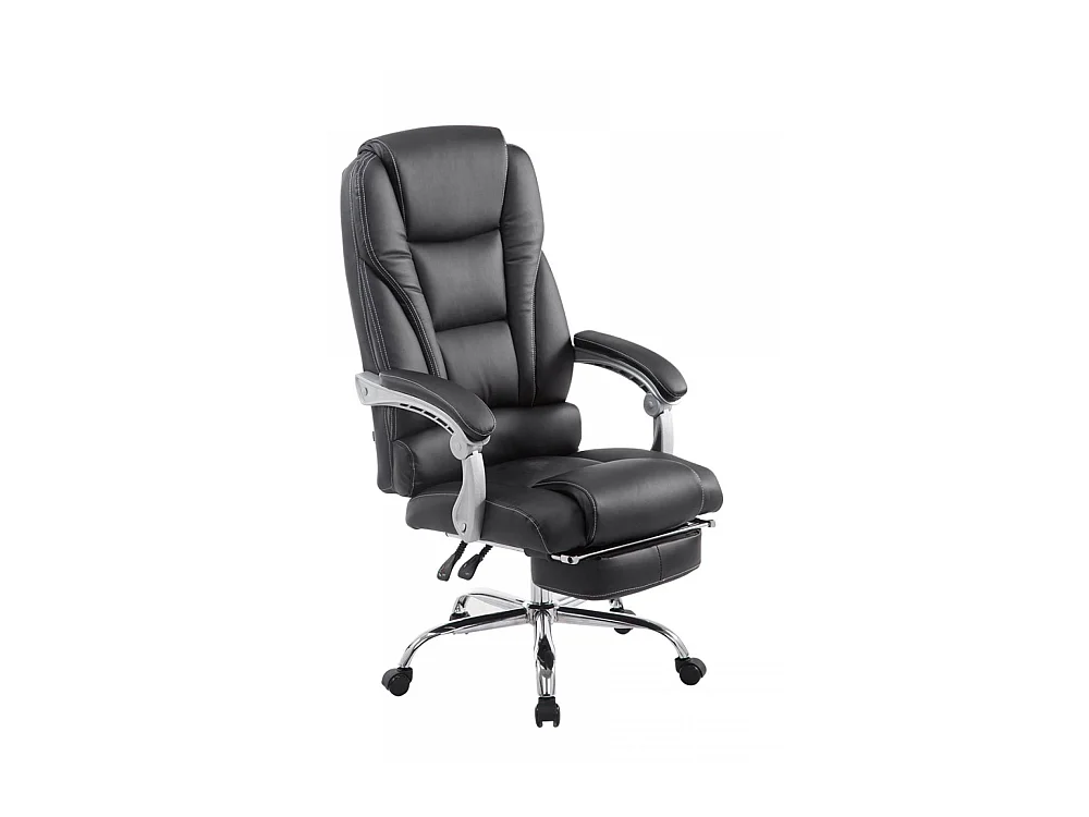 Chaise de bureau - Similicuir & Métal chromé - Noir - Pacific