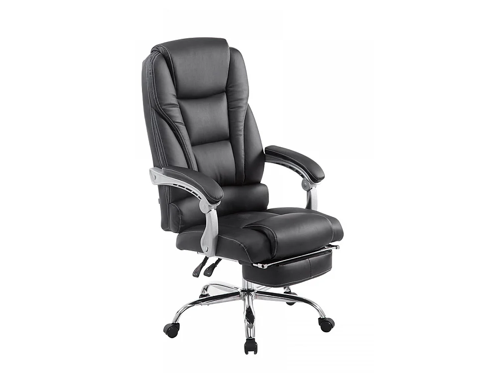 Chaise de bureau - Similicuir & Métal chromé - Noir - Pacific