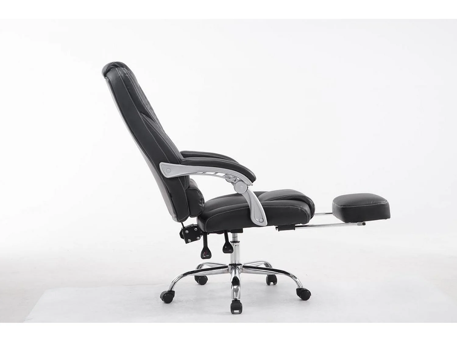 Chaise de bureau - Similicuir & Métal chromé - Noir - Pacific