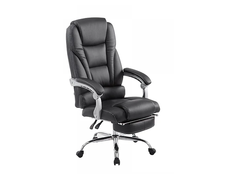 Chaise de bureau - Similicuir & Métal chromé - Noir - Pacific