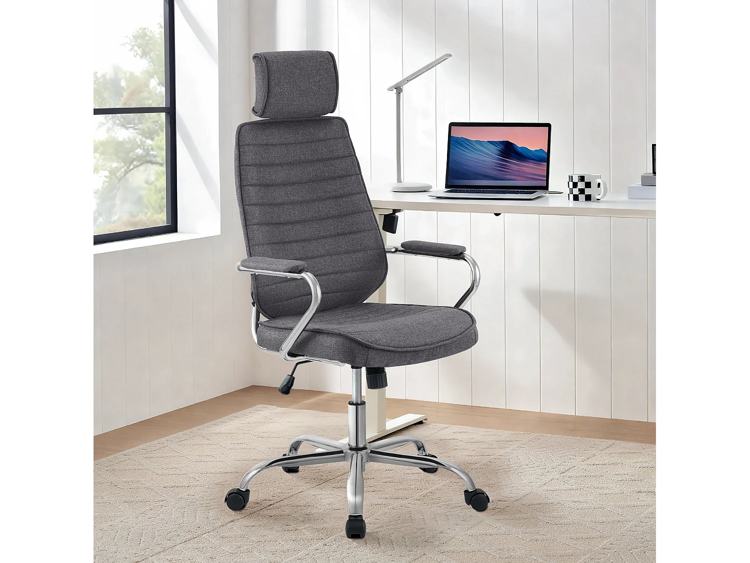 Chaise de bureau - Tissu - Gris foncé - Rako