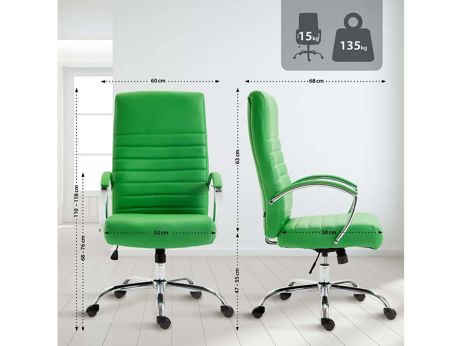 Chaise de bureau - Similicuir & Nature - Vert - Valais