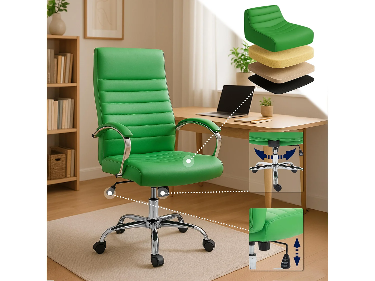 Chaise de bureau - Similicuir & Nature - Vert - Valais