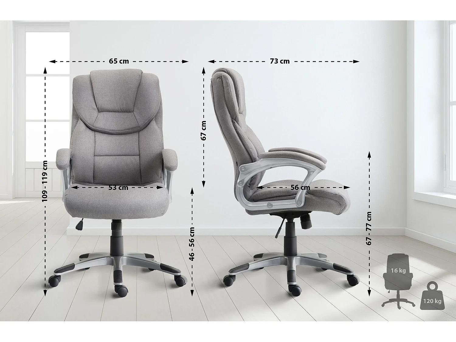 Bürosessel - Stoff & Kunststoff - grau - Texas V2