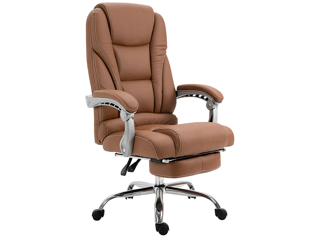 Chaise de bureau - Similicuir & Métal chromé - Marron clair - Pacific