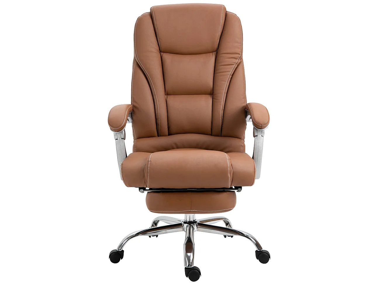 Chaise de bureau - Similicuir & Métal chromé - Marron clair - Pacific