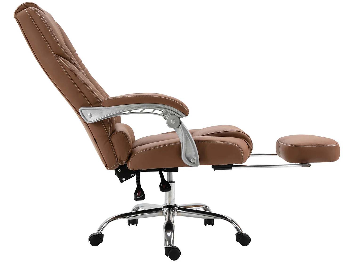 Chaise de bureau - Similicuir & Métal chromé - Marron clair - Pacific