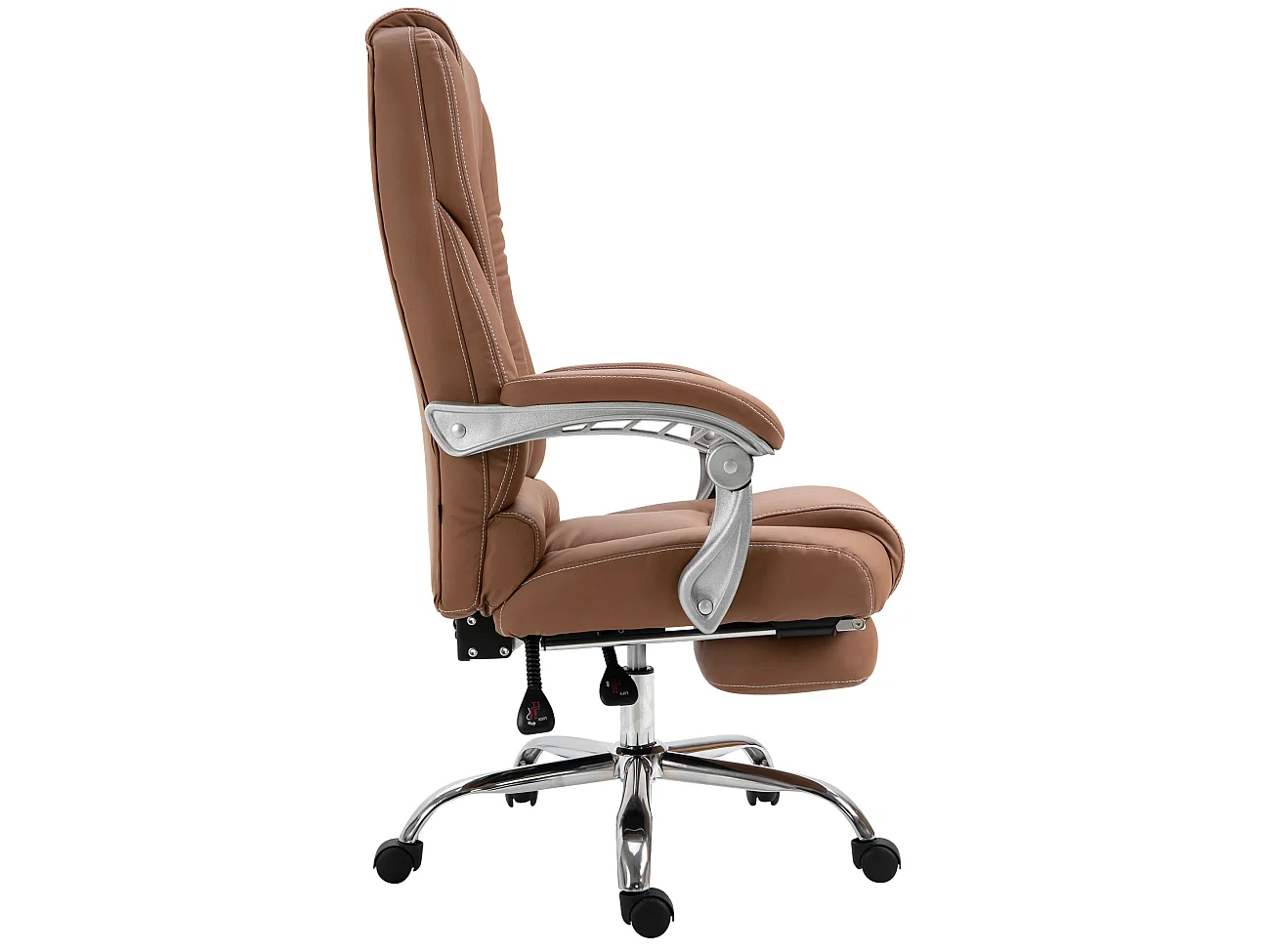 Chaise de bureau - Similicuir & Métal chromé - Marron clair - Pacific