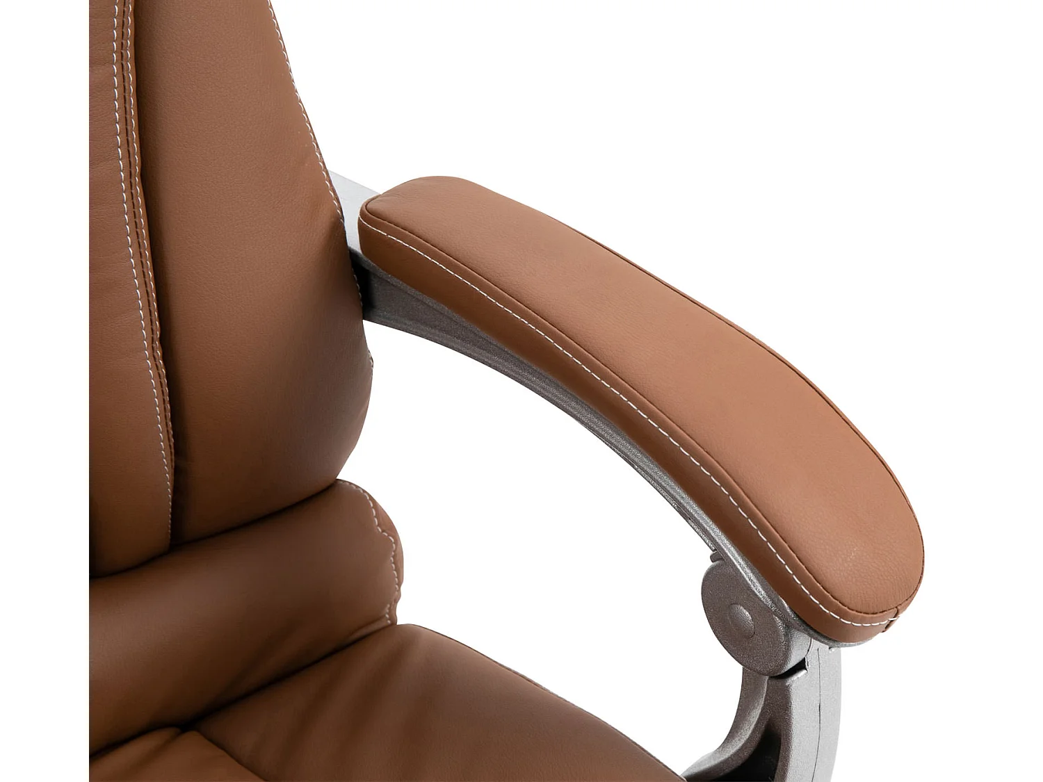 Chaise de bureau - Similicuir & Métal chromé - Marron clair - Pacific