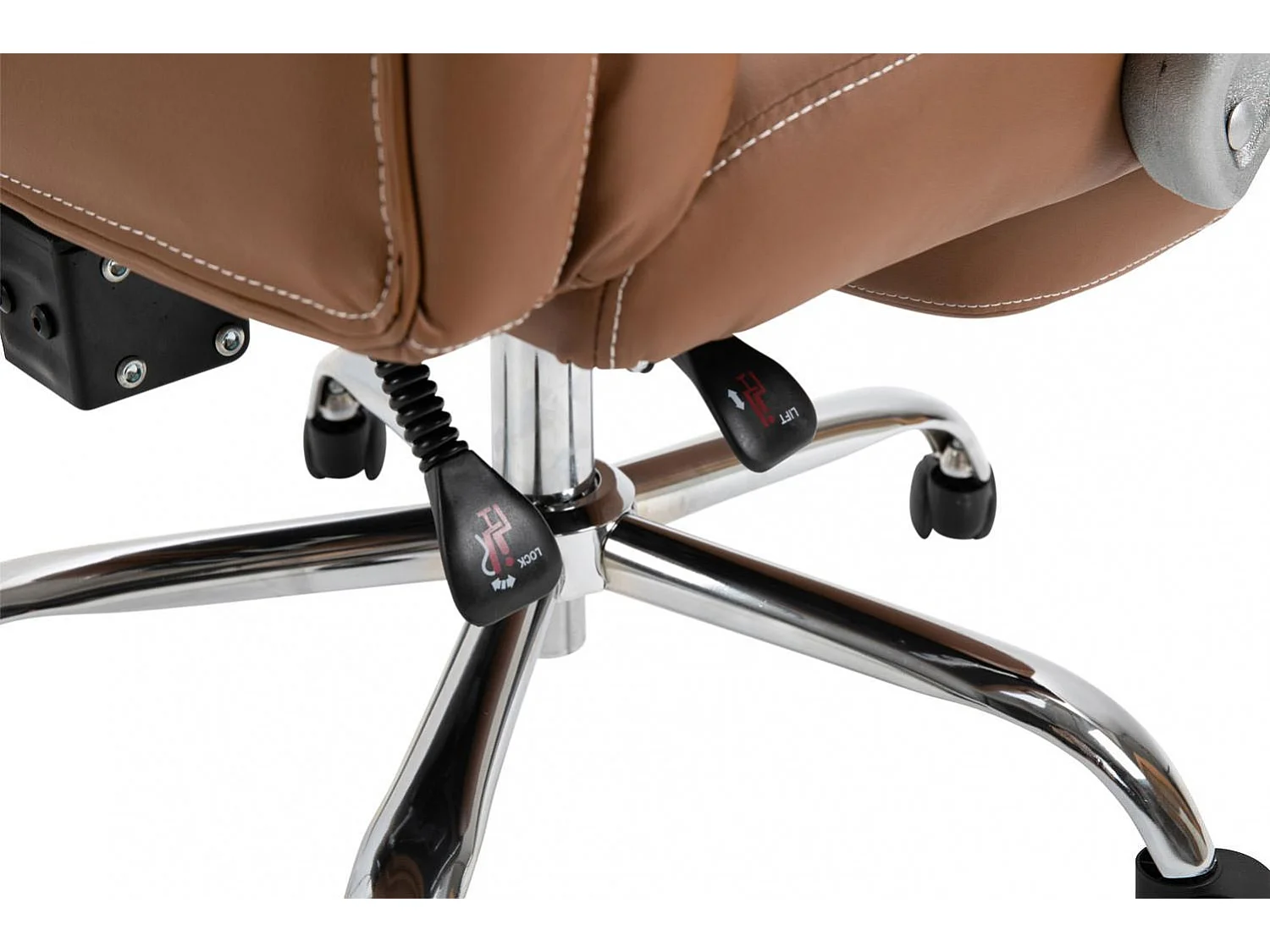 Chaise de bureau - Similicuir & Métal chromé - Marron clair - Pacific