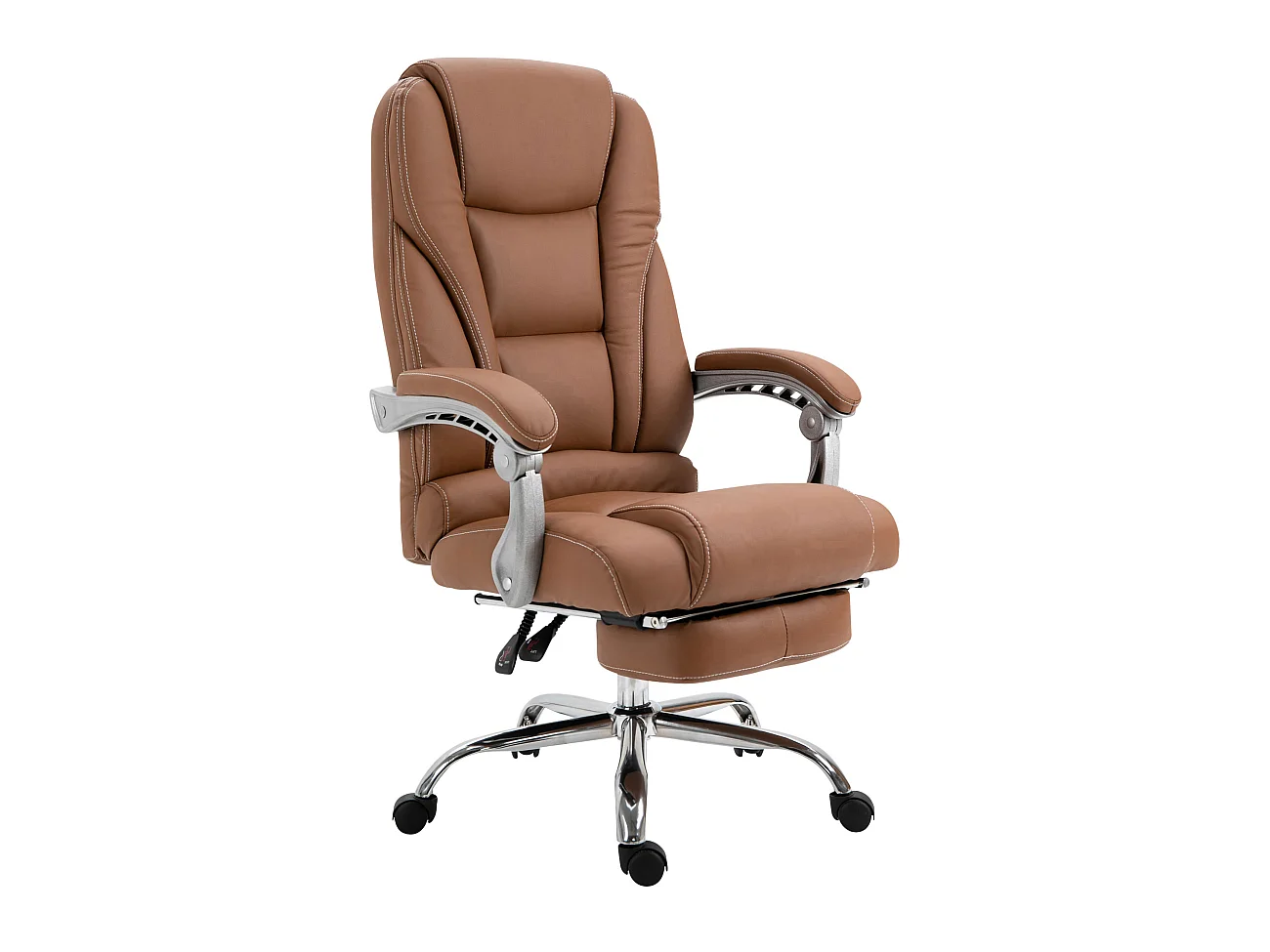 Chaise de bureau - Similicuir & Métal chromé - Marron clair - Pacific