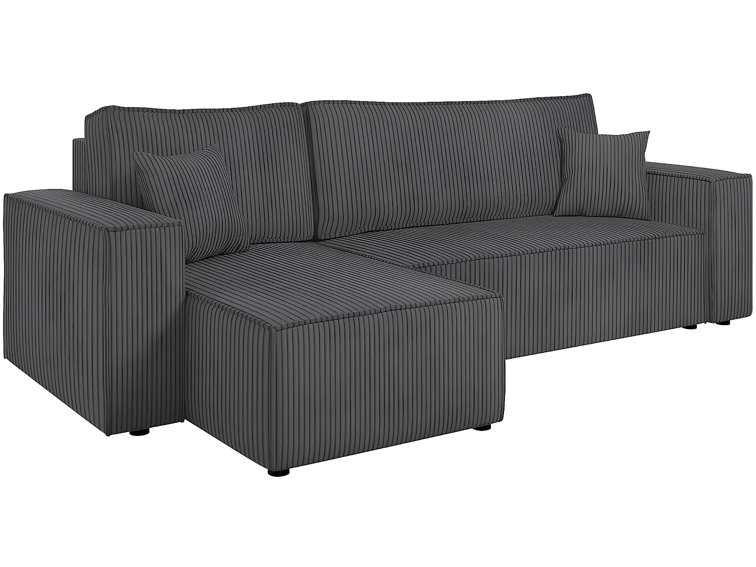 Canapé d'angle convertible en velours côtelé "Karl " - 3 places - Gris foncé