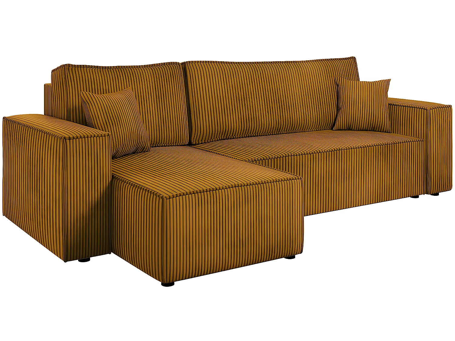 Canapé d'angle convertible en velours côtelé "Karl " - 3 places - Jaune
