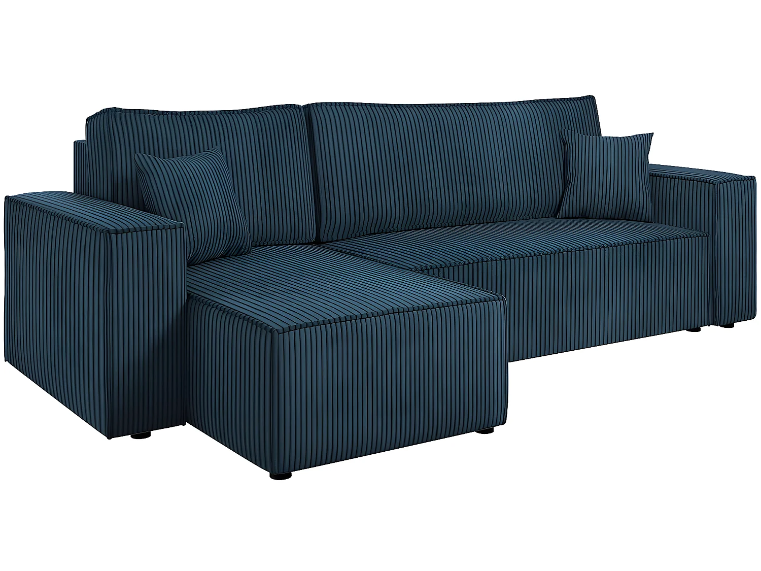 Canapé d'angle convertible en velours côtelé "Karl " - 3 places - Bleu