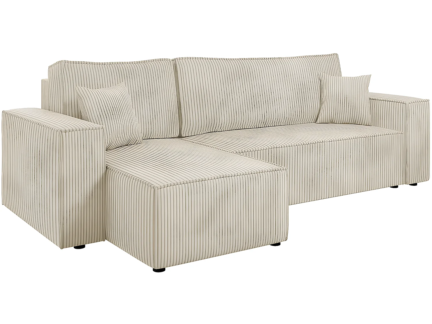 Canapé d'angle convertible en velours côtelé "Karl " - 3 places - Beige