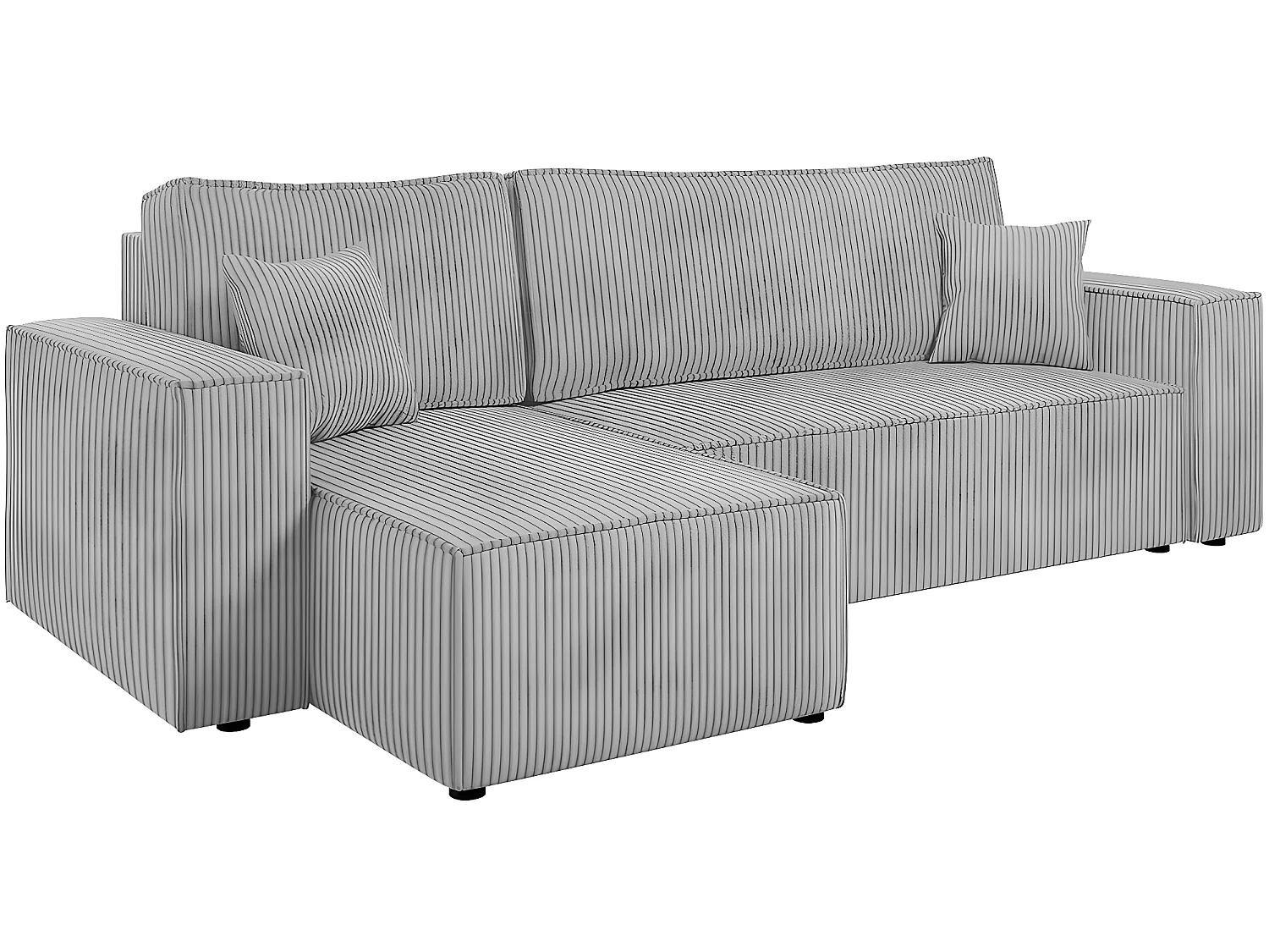 Canapé d'angle convertible en velours côtelé "Karl " - 3 places - Gris clair