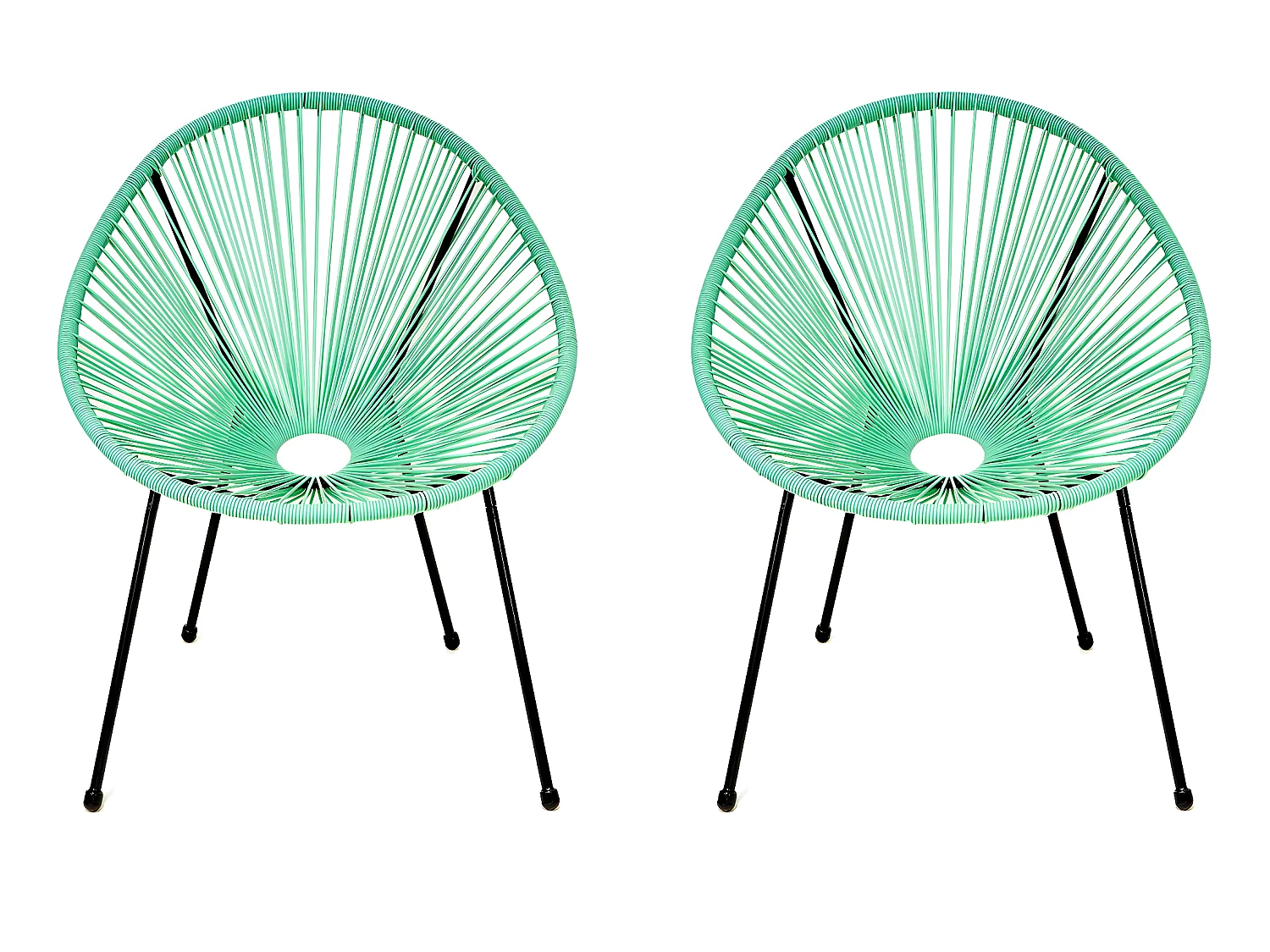 Conjunto de 2 cadeiras de jardim "Ania" - Design Acapulco retro em fio resistente às intempéries - Verde