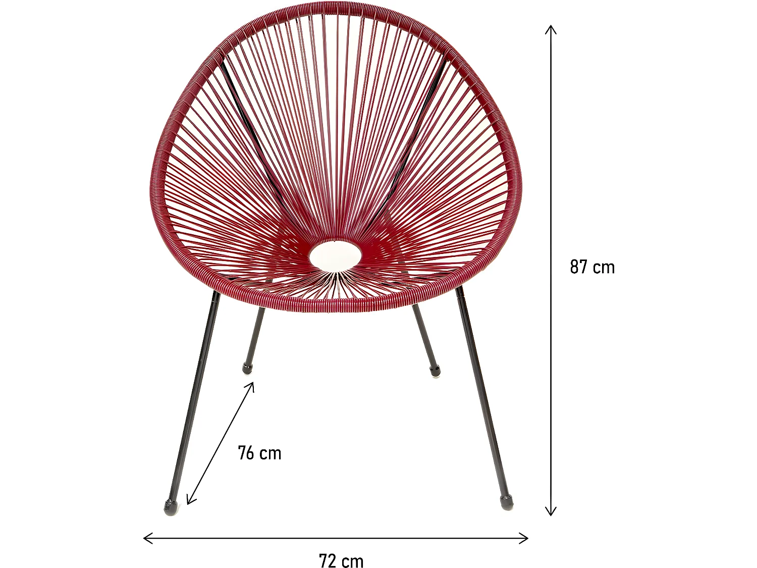 Juego de 2 sillones de jardín "Ania" - Rojo vino tinto