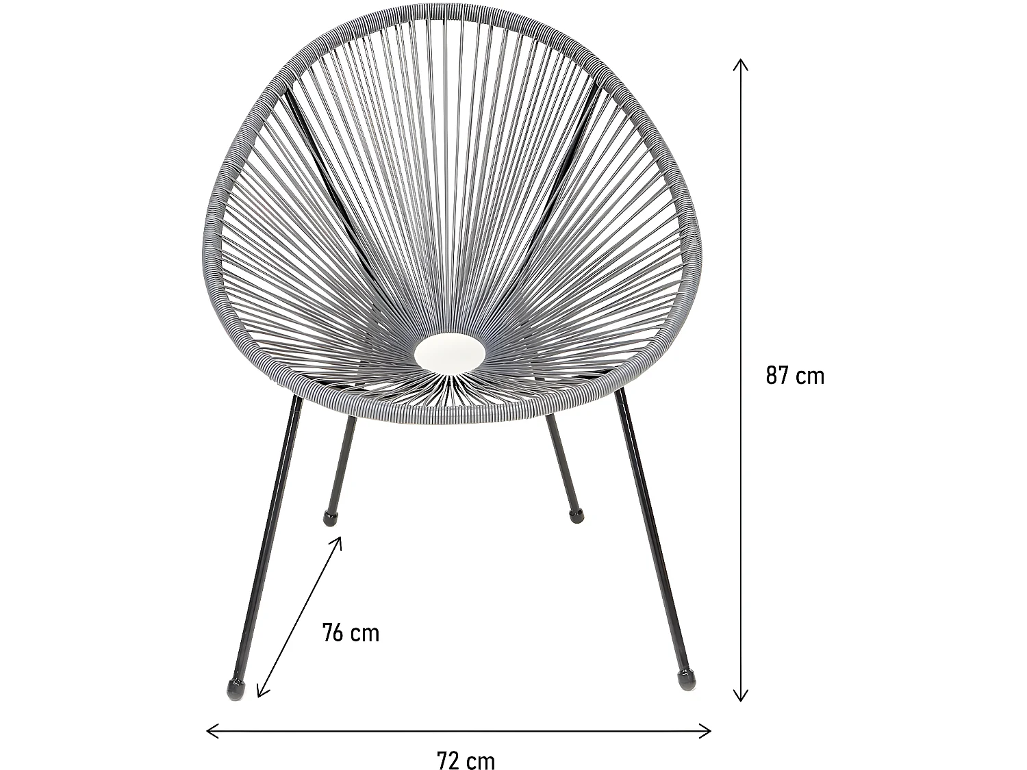 Conjunto de 2 cadeiras de jardim "Ania" - Design Acapulco - Cinza resistente às intempéries