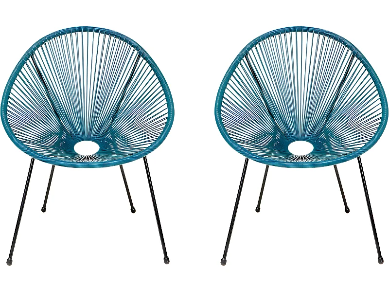 Conjunto de 2 cadeiras de jardim "Ania" em aço azul escuro para um estilo retro e moderno