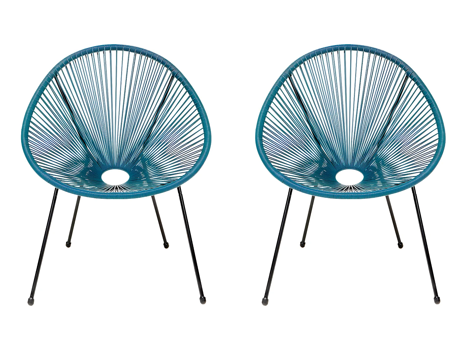 Conjunto de 2 cadeiras de jardim "Ania" em aço azul escuro para um estilo retro e moderno