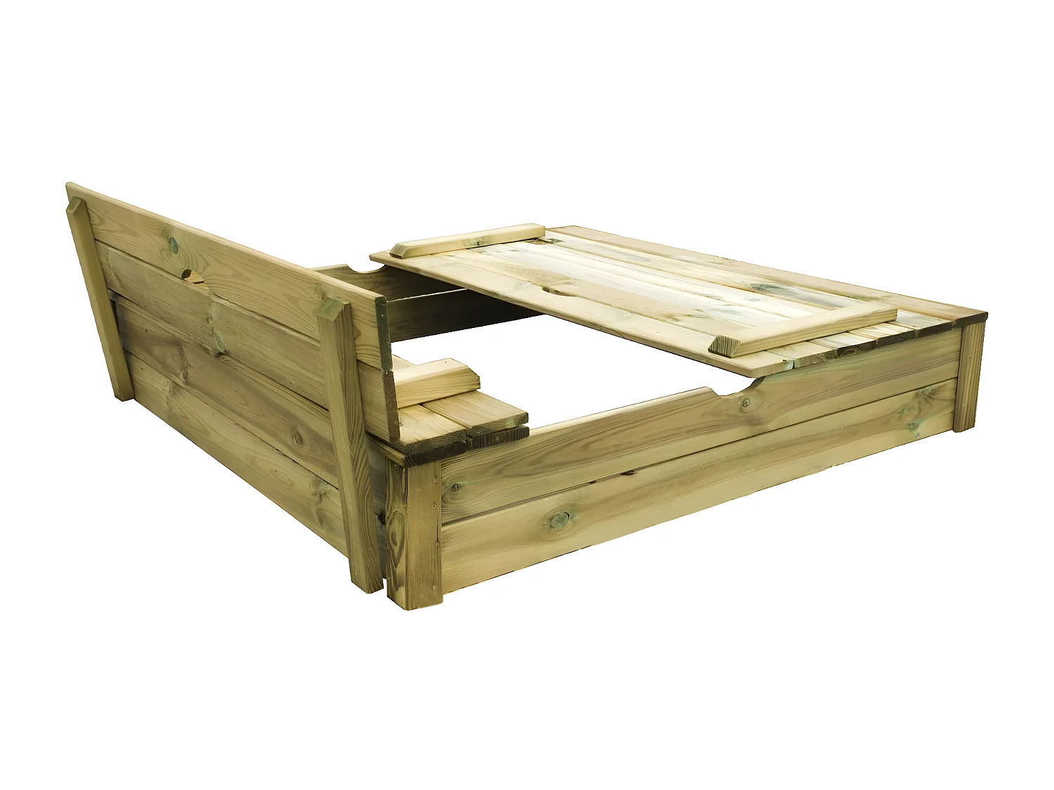 Houten zandbak "Sandy" 120x120 met bank voor kinderen