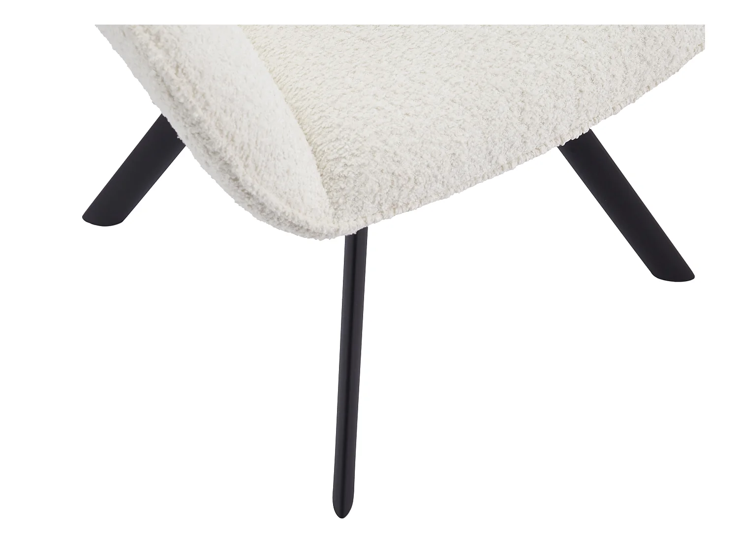 Stuhl mit Armlehnen 2er-Set - Bouclé-Stoff & schwarzes Metall - Weiß - DORNELA